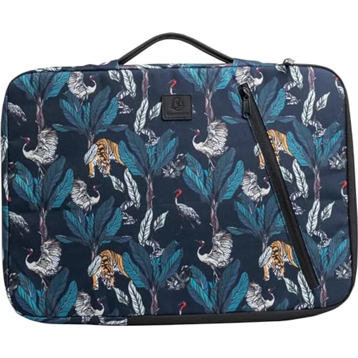 Exacompta SLEEVE 13-14 Inch, Notebooktasche aus recyceltem Polyester, wasserabweisend, mit einziehbarem Griff und Gummiband, Blau