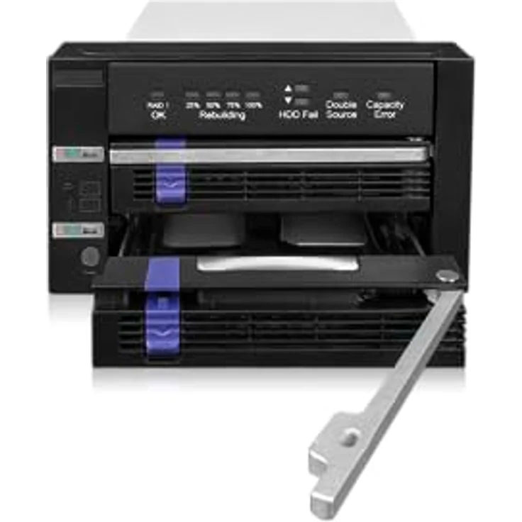 ICY DOCK FatCage RAID MB901SPR-B R1 2X 2,5"/3,5" SATA RAID1 /JBOD Wechselrahmen für 1x 5,25" Schacht schwarz – Bild 2