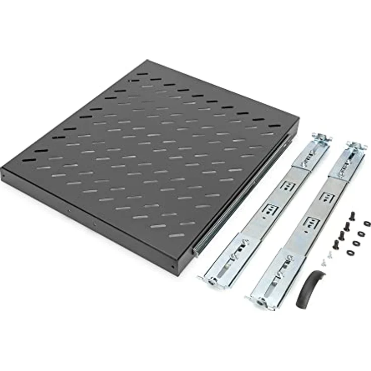 Digitus DN-19 TRAY-2-800SW, Ausziehbarer Fachboden für 19" Netzwerkschränke, RAL 9005 Schwarz, Tragfähigkeit bis 25 kg – Bild 5