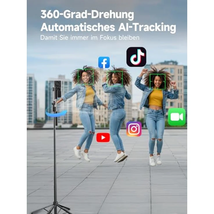 Rollei Easy Creator Quadpod mit AI Tracking, Höhenverstellbar bis 1,63 m, stabile Quadpod-Basis für verwacklungsfreie Videos – Bild 2