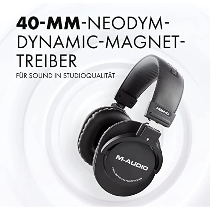 M-Audio HDH40 – Over-Ear Studiokopfhörer mit geschlossenem Design, flexiblem Bügel und 2.7m Kabel für Studiomonitoring, Podcasting und Recording – Bild 2