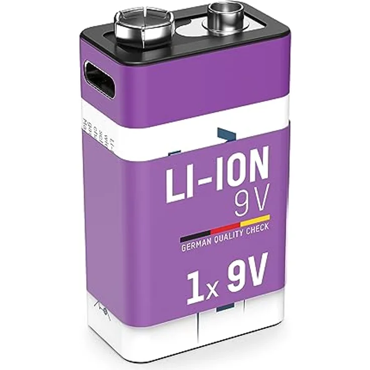 ANSMANN 1x 9V E-Block Akku Li-Ion mit USB Typ-C Anschluss, wiederaufladbar über USB-C/Hohe Leistung von 9 Volt & 400 mAh/Geeignet für Rauchmelder, Fernsteuerung, Spielzeug, Funkgeräte