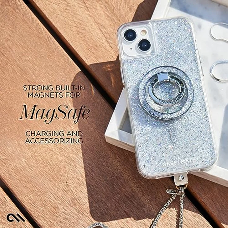 Case-Mate Twinkle Mag-Safe Case Schutzhülle kompatibel mit Apple iPhone 15 Plus Hülle Glitzer (3 m Fallschutz, Recyceltes Material, Integrierter Mag-Safe-Ring, Schillernd)- Stardust/Silber – Bild 4