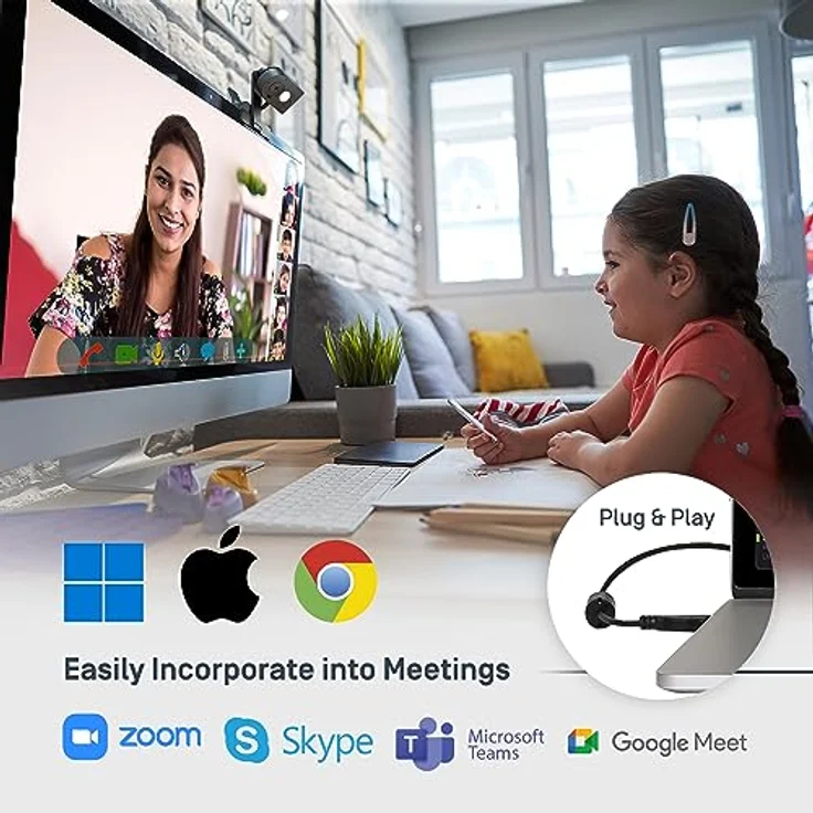 Ipevo MP-8M Webcam, UHD Kamera mit Halterung, Klammer und KI-Mikrofon, integriertes LED-Licht – Bild 5