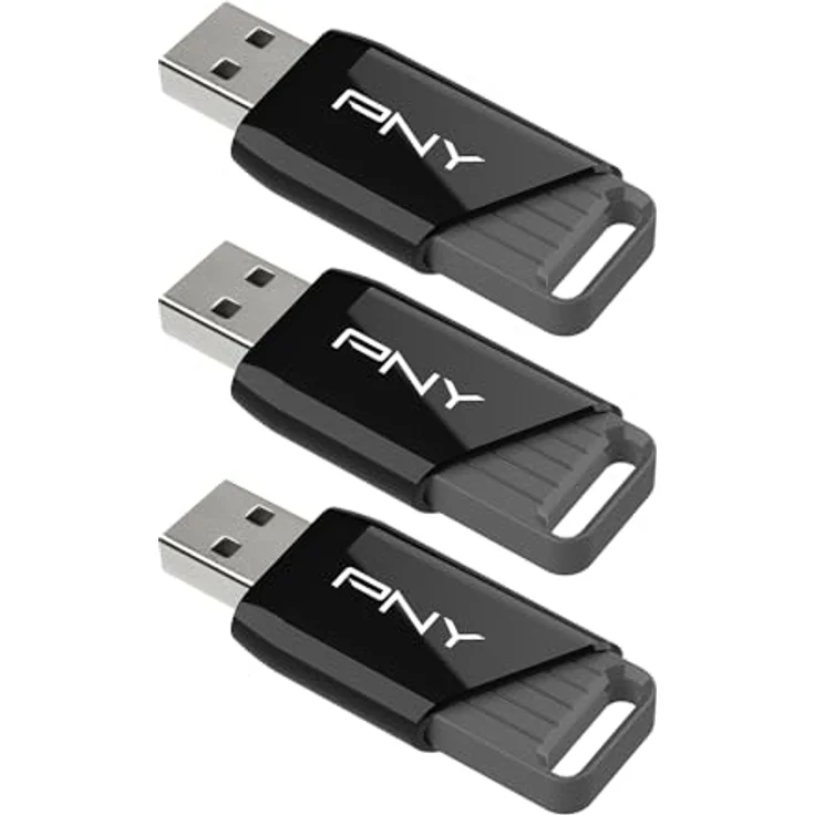 PNY Attaché X, USB 3.2 USB Stick mit 128 GB, bis zu 130 MB/s, schiebbares Gehäuse, schwarz, Pack x3 – Bild 5