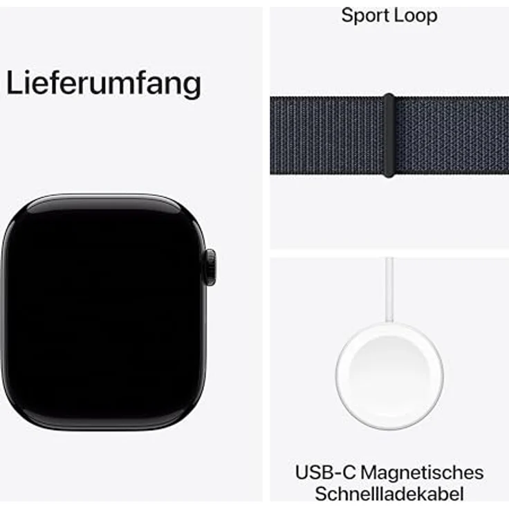 Apple Watch Series 10, 46 mm, GPS, Aluminiumgehäuse Diamantschwarz, Sport Loop Tinte, One size – Bild 6