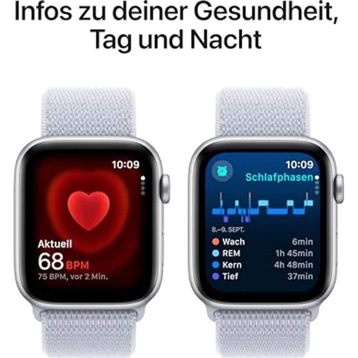 Apple Watch SE (2. Generation) GPS + Cellular 44 mm Smartwatch in Silber und Blaue Wolke - Fitness und Schlaftracker, Unfallerkennung – Bild 5