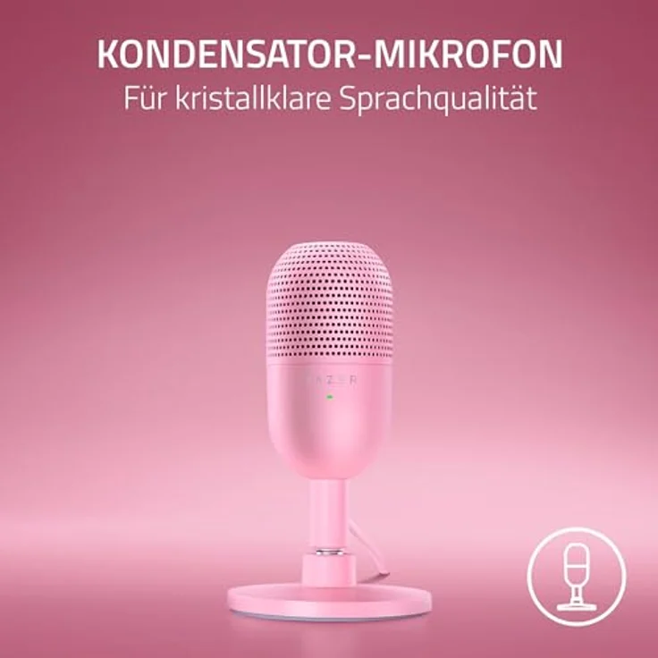 Razer Seiren V3 Mini - Ultrakompaktes USB-Mikrofon (14mm Supernieren Kondensatormikrofon, Tap-to-Mute-Sensor mit LED-Anzeige, integrierter Stoßdämpfer, Plug-and-Play Design) Quartz – Bild 2