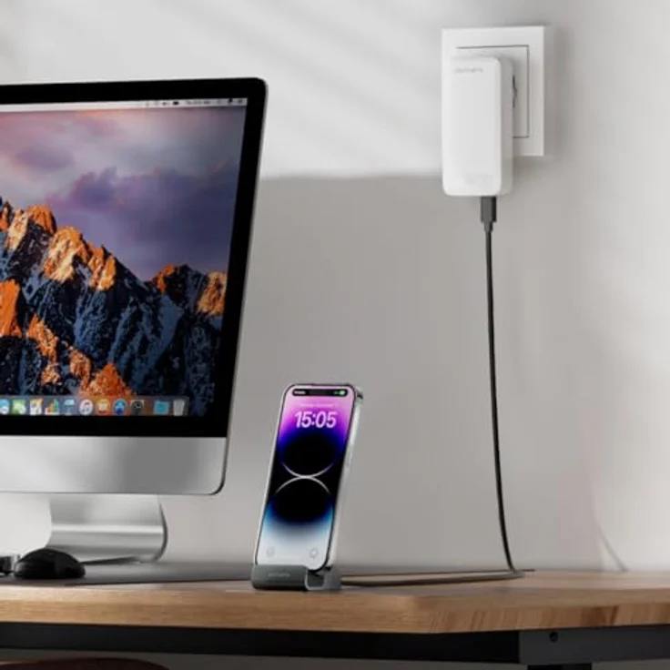 4smarts VoltDock Ladestation, USB-C 60W Induktions-Ladegerät mit 1,2m Kabel, grau – Bild 3