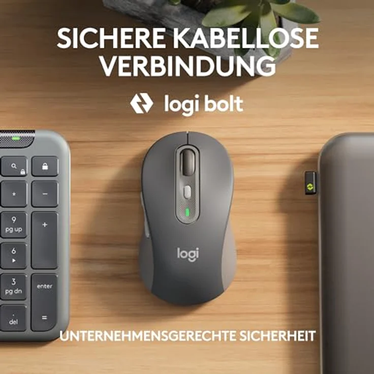 Logitech Signature Slim MK950 for Business kabelloses Tastatur-Maus-Set, leises Tippen, sicherer Empfänger, Bluetooth, weltweit Zertifiziert, Windows/Mac/Chrome/Linux, DEU QWERTZ-Layout, Grafit – Bild 3