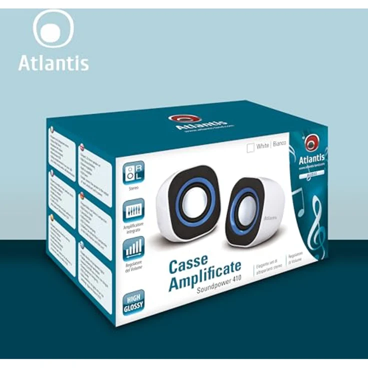 Atlantis Land SoundPower 410 5W Schwarz, Blau, Weiß - Lautsprecher (1-Weg, 2.0 Kanäle, Verkabelt, 5 W, 60-2000 Hz, Schwarz, Blau, Weiß) – Bild 8