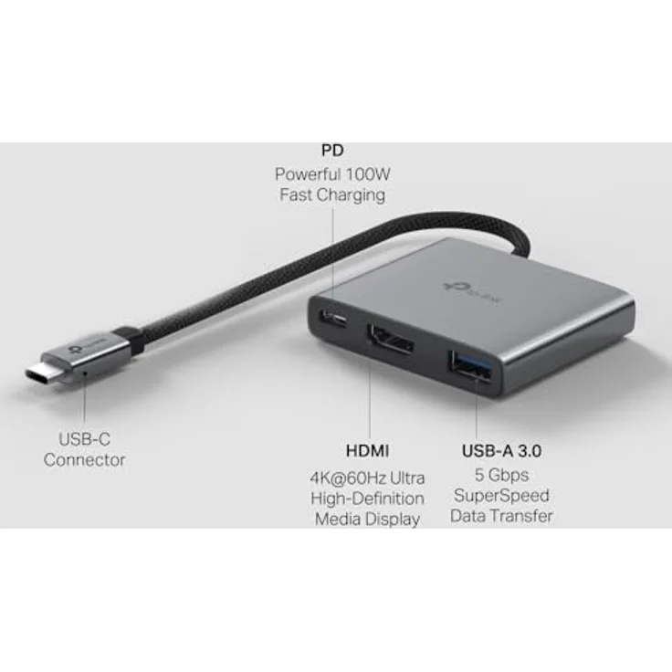 TP-Link UH3020C USB C Hub, 4K 60Hz HDMI, 100W Power Delivery, 5Gbps USB-A 3.0, Plug & Play, kompatibel mit Mac OS, Windows, Linux, iPadOS, iOS, Android, ChromeOS, Nintendo – Bild 3