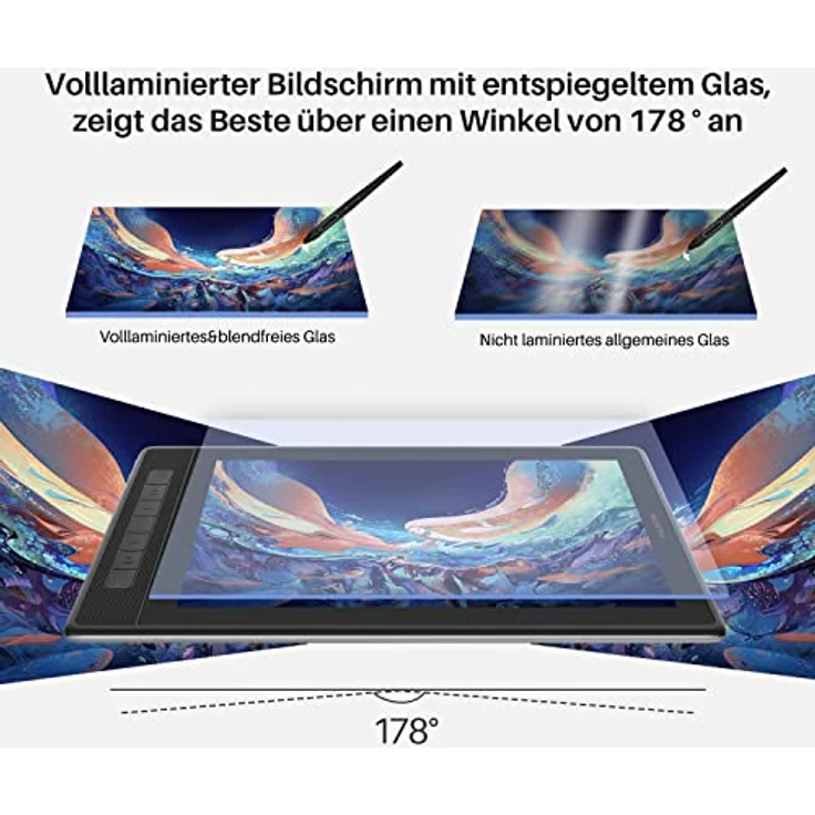 HUION Kamvas Pro 13 2.5K Grafiktablett mit Display, 13,3 Zoll Drawing Tablet, Digital Zeichentablett mit verstellbarem Ständer, ideal für Heimarbeit und Fernunterricht, schwarz – Bild 5