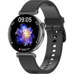 Knauermann PRO 3 Mini (2024) Schwarz - Gesundheitsuhr Smartwatch mit Telefoniefunktion, EKG, HRV und SOS Funktion, AMOLED Display, Bluetooth, Schlafapnoe, Silikonband Schwarz, 14-24, rund