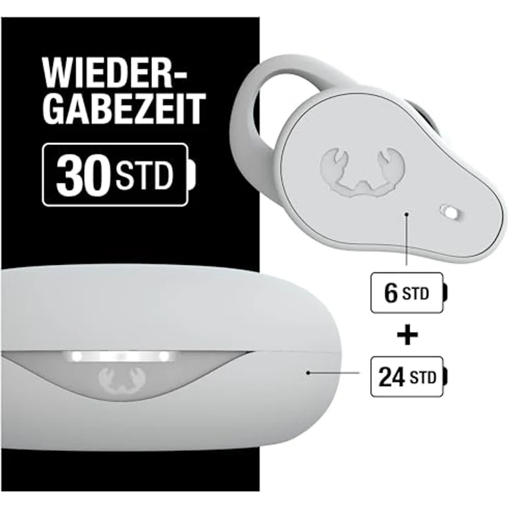 Fresh 'n Rebel Twins Move, kabellose In-Ear Bluetooth Sport Kopfhörer, Spritzwassergeschützt, Dual Master, Mit Mikrofon und klickbarer Taste und Lautstärkeregler, 30 Stunden Spielzeit (Ice Grey) – Bild 2
