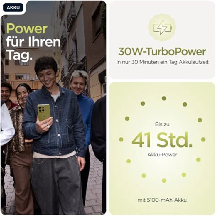 Motorola Moto g86 5G Smartphone, 6,67“-Super-HD-Display, 50-MP-Kamera, 8 GB RAM, 256 GB, 5100 mAh, Android 15, Pantone Golden Cypress, inkl. Schutzcover – Bild 5