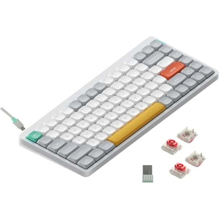 nuphy Air75 v2 Mechanische Tastatur QMK/VIA, 75% Low Profile Kabellose Tastatur, Bluetooth 5.1, 2.4GHz und Kabelverbindung, Kompatibel mit Windows und Mac OS Systemen - Ionic White Switch Red – Bild 1