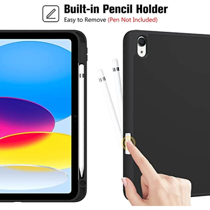 ProCase Hülle für iPad A16 11. & 10. Generation (2025/2022) – Leichte & Dünne Schutzhülle mit Stifthalter und Smart Cover – Schwarz – Bild 3