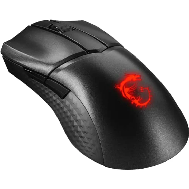 MSI Clutch GM31 Lightweight Wireless Gaming Mouse - 12.000 DPI Optischer Sensor, Rechtshänder, 60M+ Click OMRON Schalter, 6 Tasten, 110Std-Akku, Ladestation, 1ms Latenz, RGB, 73g - Kabellos/-gebunden – Bild 2