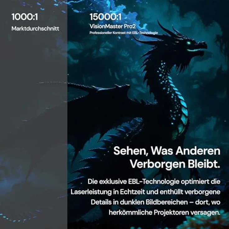 Valerion VisionMaster Pro2 Triple Laser 4K Beamer, 3000 ISO Lumen, HDR10+, Dolby Vision, 15000:1 Kontrast, 4 ms Gaming, 128 GB RAM, Google TV – Bild 3