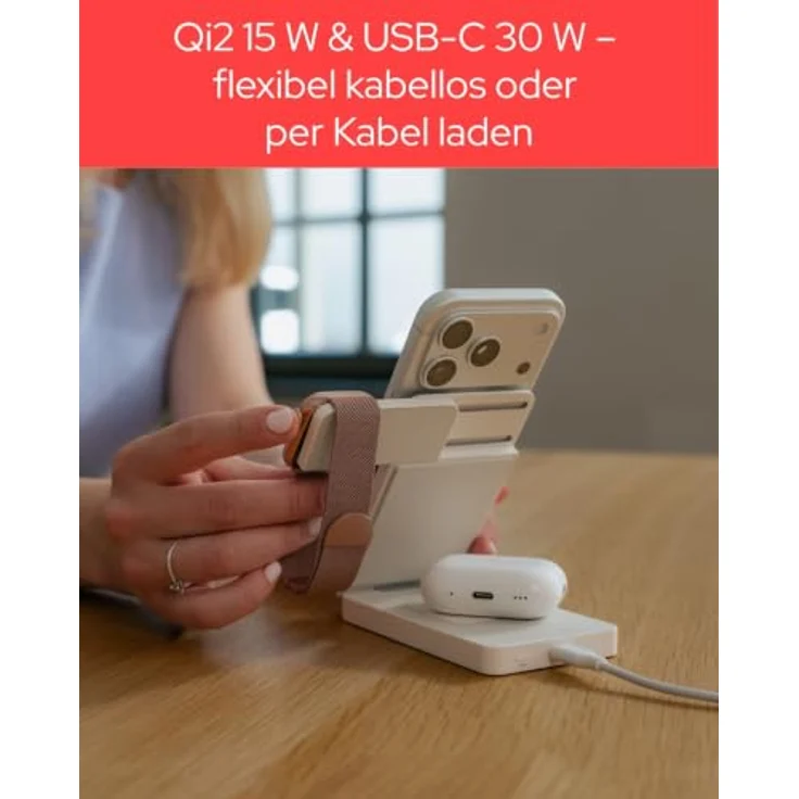 Verbatim Charge ’n’ Go Qi2 32296 Powerbank, 10000 mAh, Lithium Polymer, Power Delivery 3.0, kabelloses Aufladen, 30 W, Weiß – Bild 6