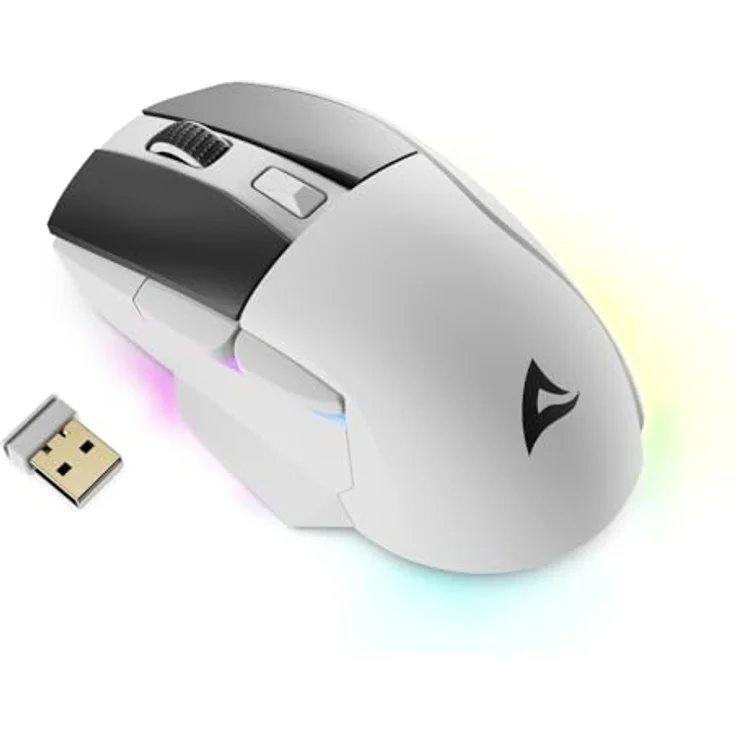 Sharkoon Skiller SGM50W White, Wireless Optical Gaming Maus, RGB, PBT Button – Bild 2