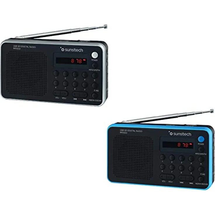 Sunstech RPDS32BL tragbarer Digitalradio (AM-FM PLL, Lautsprecher, USB, SD, MMC, 1,5 W RMS), Blau – Bild 4