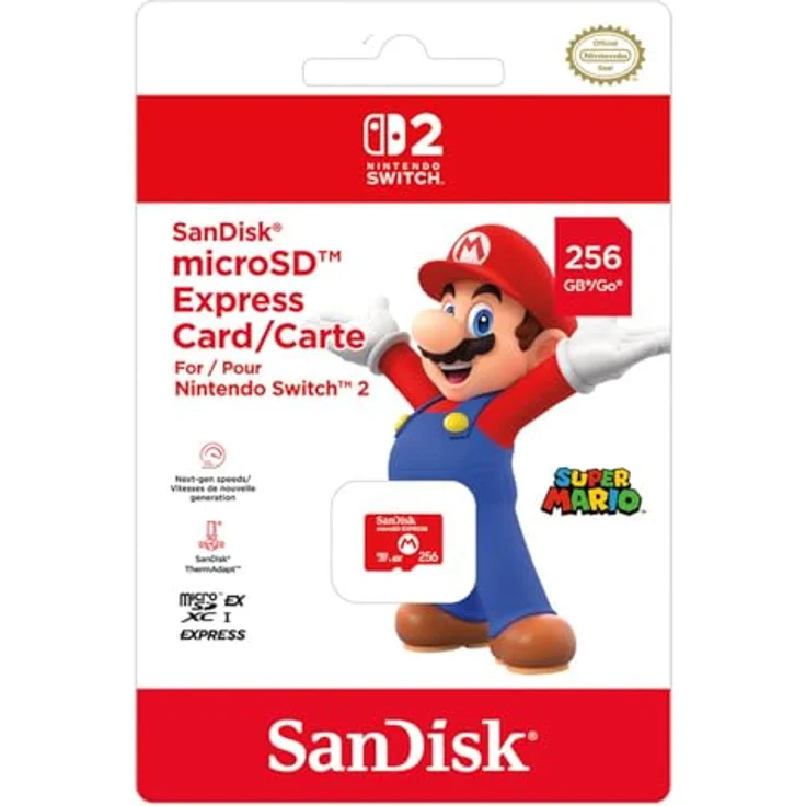 Nintendo SanDisk microSD Express Card (256 GB, U3, UHS-I), Speicherkarte für Nintendo Switch 2, Rot – Bild 2