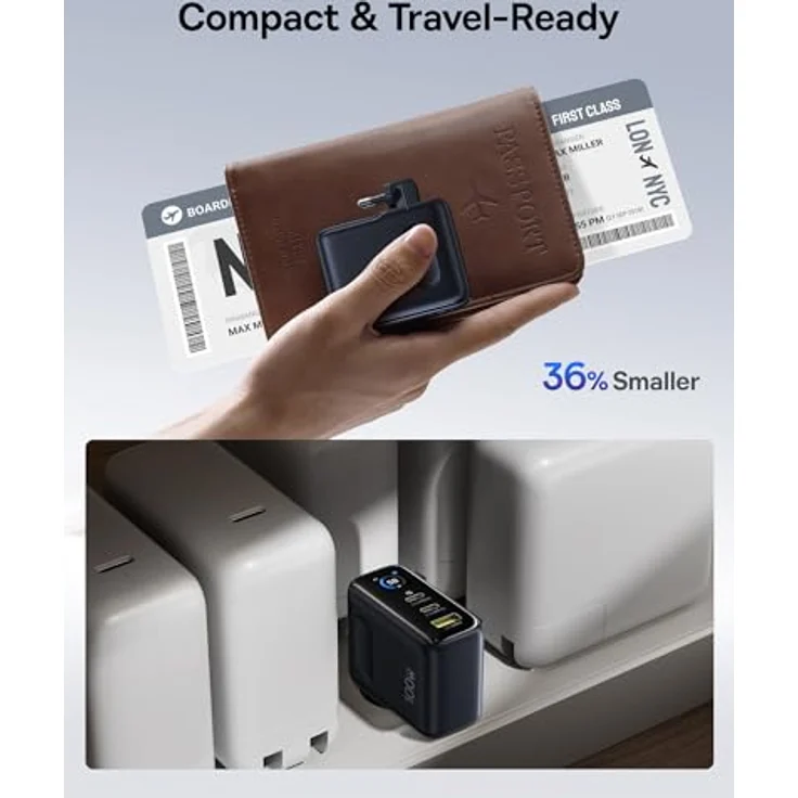 Baseus Picogo 100W USB C Ladegerät, 3-in-1 Schnellladegerät mit Smart Display, Touch Control und GaN Technologie, kompakt und faltbar, kompatibel mit MacBook, iPhone 17/16/15/14, Samsung, Pixel und mehr – Bild 4