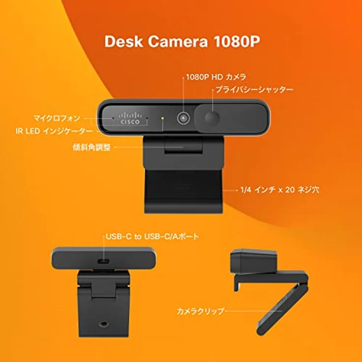 Cisco Webex Desk Camera - Webcam - Farbe (2.10 Mpx), Webcam, Schwarz – Bild 2