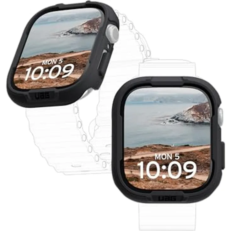 URBAN ARMOR GEAR Scout Case für Apple Watch Series 10 (46mm) - Sturz- und stoßsichere Hülle nach US-Militärstandard mit Displayschutz, schwarz