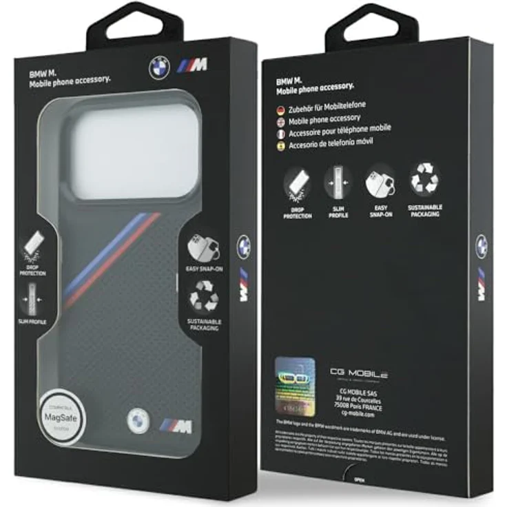 BMW Etui M Tricolor Metal Logo MagSafe für iPhone 17 Pro, Schwarzes Smartphone Backcover mit sportlichem Design und hochwertigem Kunststoff – Bild 8
