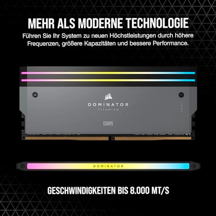 CORSAIR Dominator Titanium RGB DDR5 RAM 64GB (2x32GB) DDR5 6000MHz CL30 AMD Expo iCUE-Kompatibler Computerspeicher - Grau (CMP64GX5M2B6000Z30) – Bild 3