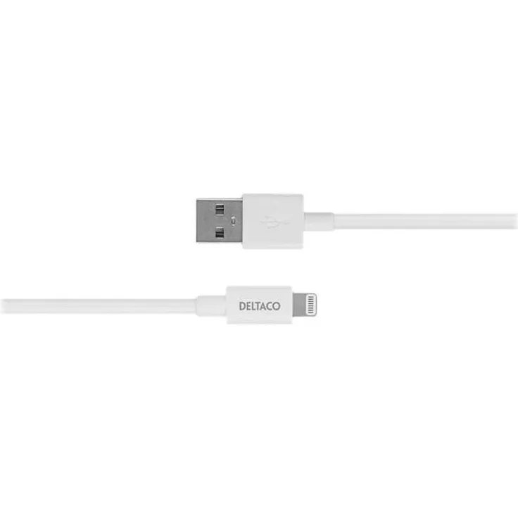 Deltaco IPLH-403, USB 2.0 USB A Lightning Kabel, 3 m, weiße Farbe, schnelle Datenübertragung bis zu 2.4 A