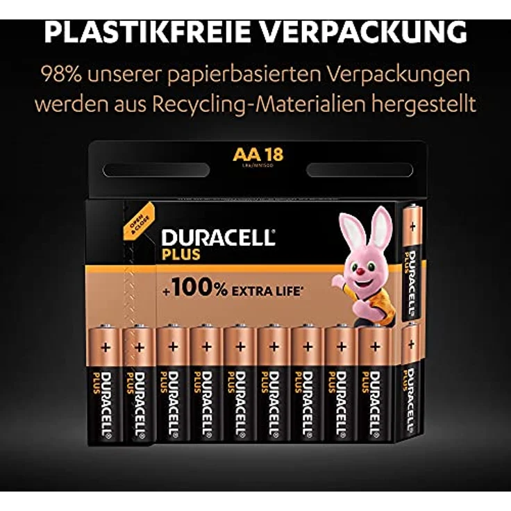 Duracell Plus AA Mignon Alkaline-Batterien, 1.5V LR6 MN1500, 36er-Pack  - Preisvergleich – Bild 4