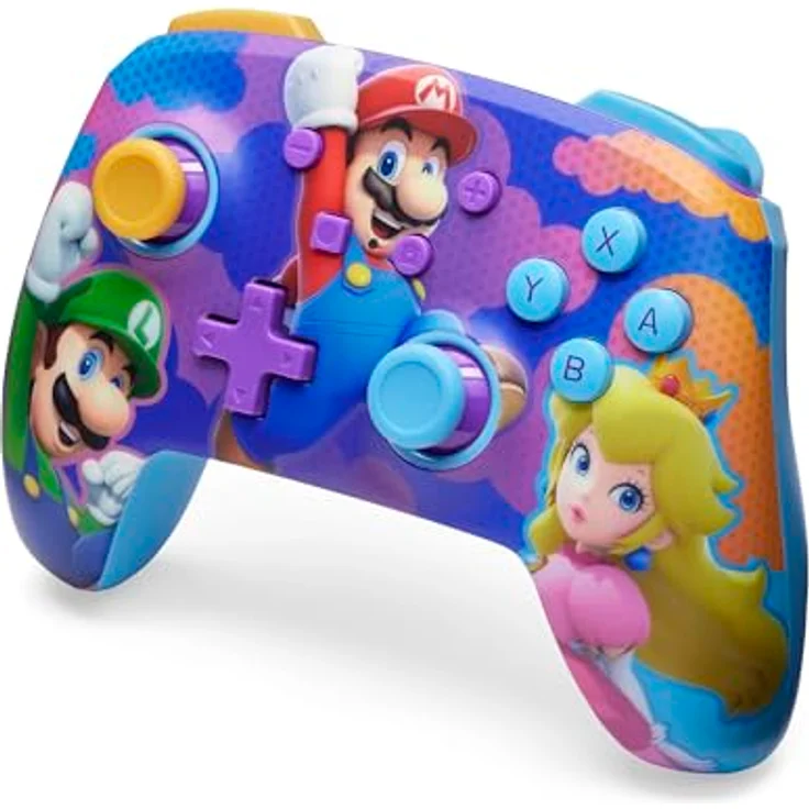 PowerA Verbesserter Kabelloser Controller für Nintendo Switch - Mario, Color Splash Heroes, Bluetooth-Controller, Aufladbar, Offiziell Lizenziert – Bild 4
