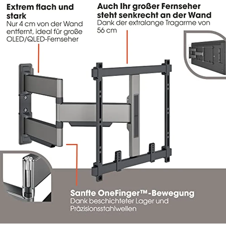 Vogel's Elite 5445 Schwenkbare, ultradünne TV-Wandhalterung für 32-65 Zoll Fernseher, Max. 35 kg, Schwenkbar bis zu 180°, Full-Motion TV Halterung max. VESA 400x400, Universelle Kompatibilität – Bild 3