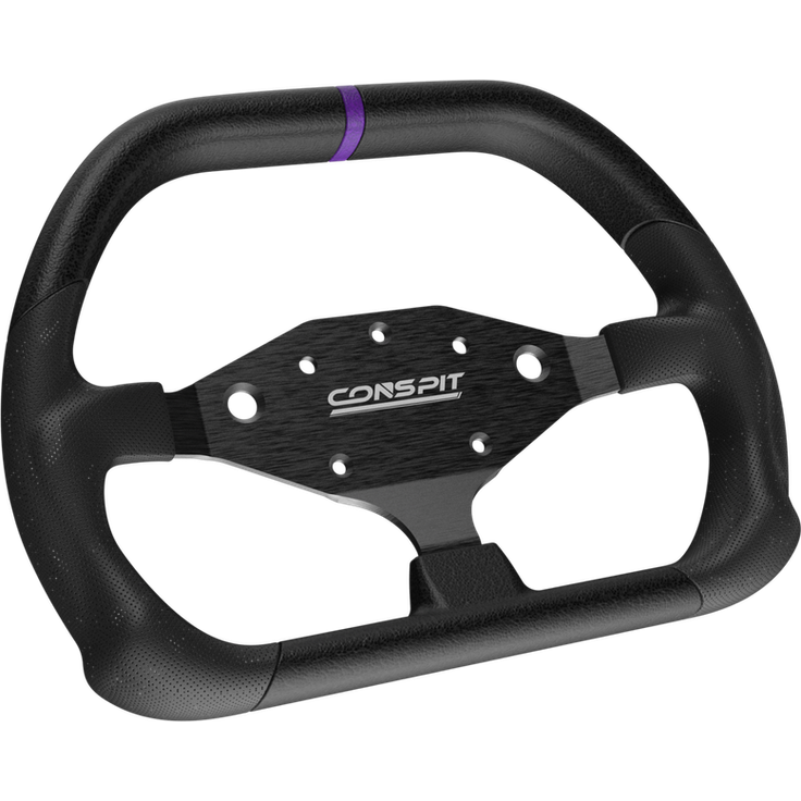 Conspit DX320 Lenkrad D-Form, 320 mm Durchmesser, Aluminium-Speichen, Kunstleder mit Perforationen, kompatibel mit CONSPIT H.AO HUB
