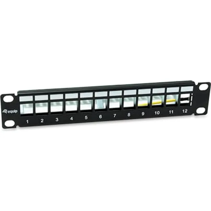 Equip 769331 12-Port Keystone Patchpanel, geschirmt, 10", Schwarz, robustes Stahlgehäuse