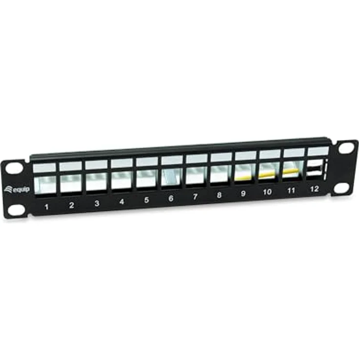 Equip 769331 12-Port Keystone Patchpanel, geschirmt, 10", Schwarz, robustes Stahlgehäuse – Bild 1