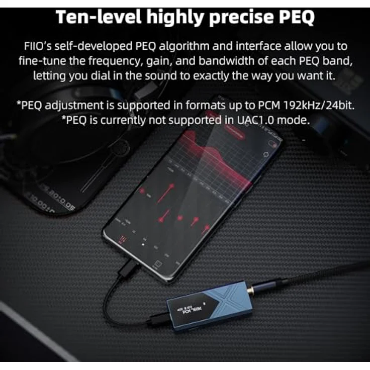 FiiO KA17, USB-DAC und Kopfhörerverstärker mit Gain-Schalter, hochpräzisem PEQ und 16-Core XMOS Chip, schwarz – Bild 5