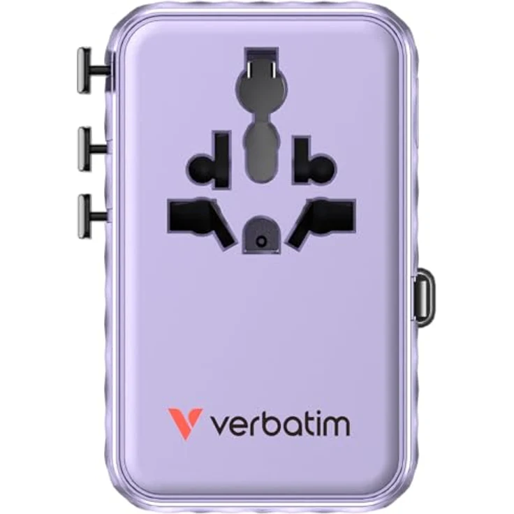 Verbatim Charge 'N' Travel 100W, Universal-Reiseadapter mit integriertem USB-C Kabel, lila – Bild 2