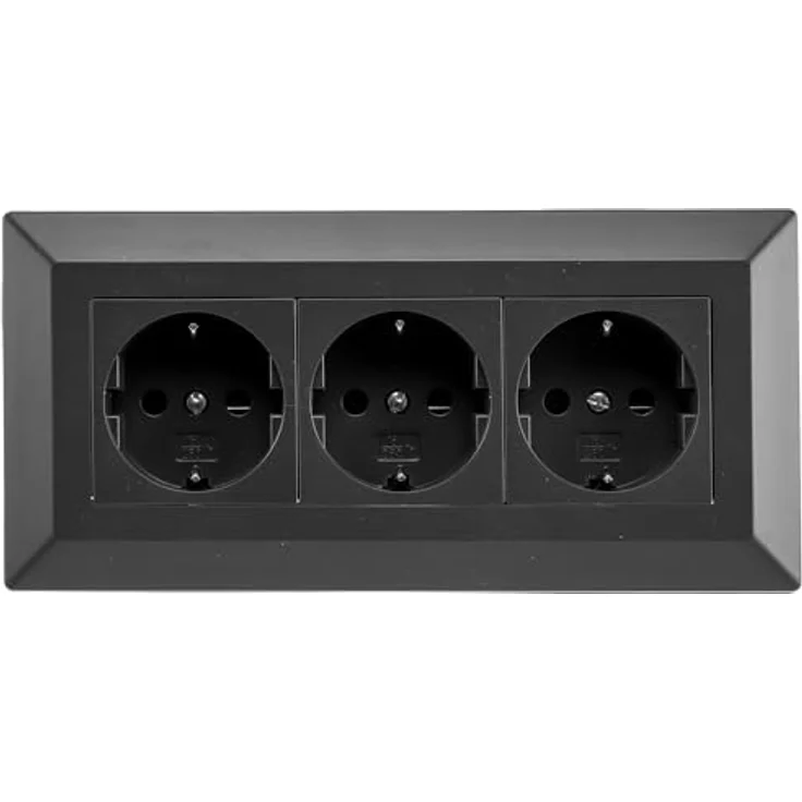 ChiliTec Steckdosenblock Ecksteckdose 3-Fach Schwarz 230V für Aufbau- & Unterbaumontage, erhöhter Berührungsschutz – Bild 2