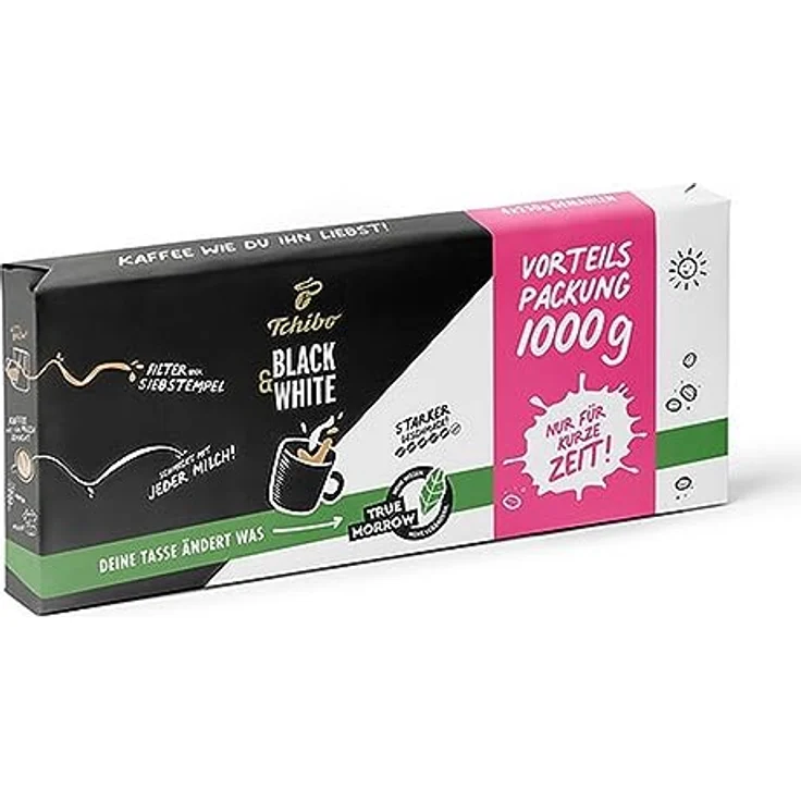 Tchibo BLACK&WHITE 1000g Vorteilspack 4x250g gemahlener Kaffee – Bild 4