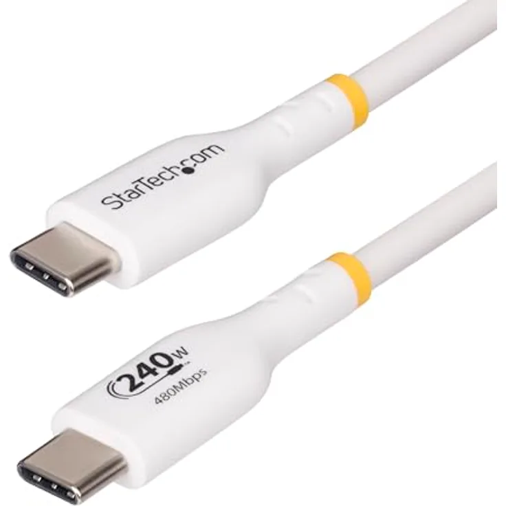 StarTech.com 4m Weißes USB-C Ladekabel, USB-IF zertifiziert, 240W PD EPR, USB C 2.0 Laptop-Ladekabel