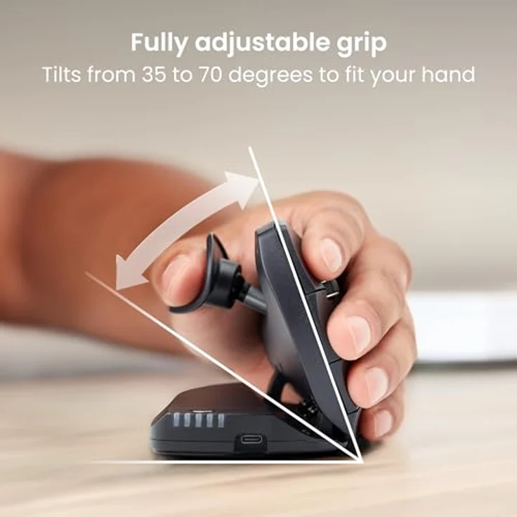 Contour Unimouse Left Wireless, Ergonomische kabellose Maus mit 6 programmierbaren Tasten, Schwarz – Bild 3
