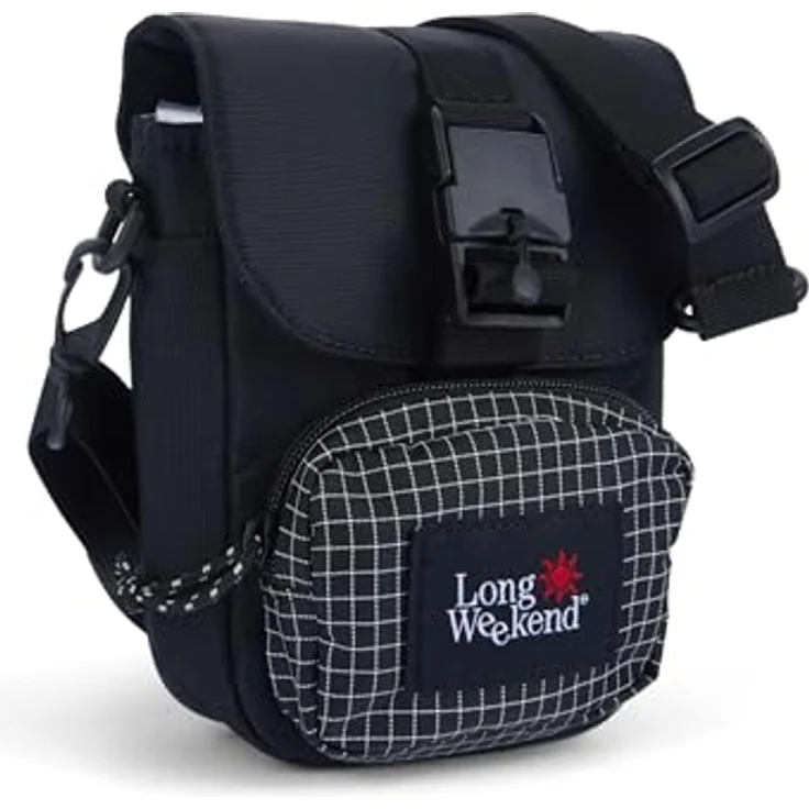 Long Weekend Crossbody Camera Pouch, Wasserfeste Kameratasche mit Schnallenverschluss, zwei Seitentaschen, abnehmbares Trageband, Schwarz – Bild 3
