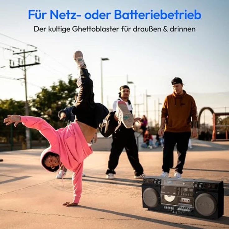 MEDION LIFE® P66538 Retro-Boombox, DAB+/UKW, Bluetooth® 5.3, CD-Player, Kassettendeck, X-Bass, 2x10W RMS – Bild 6