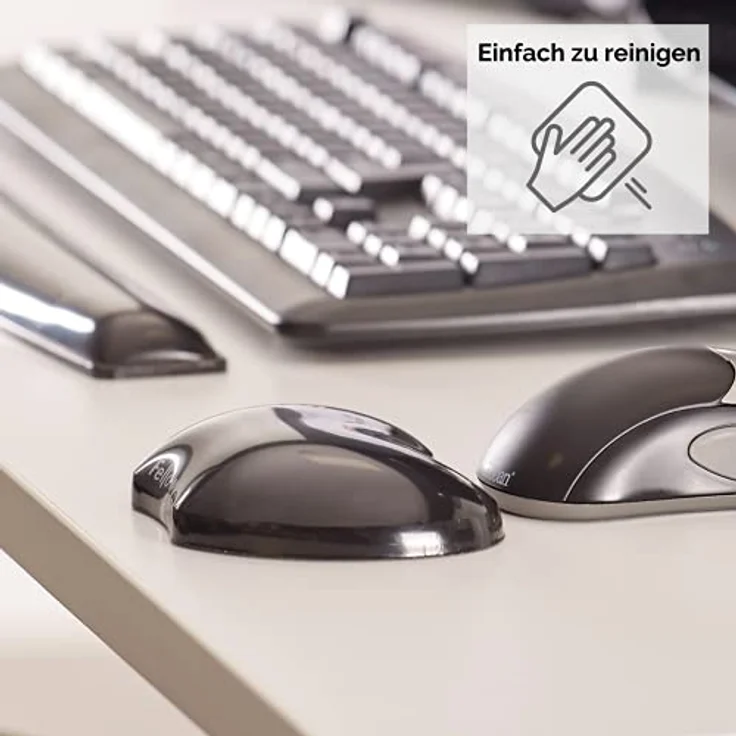 Fellowes Handballenauflage Crystals, flexible Handgelenkauflage mit Gel, kompakt, abwaschbar, schwarz - Preisvergleich – Bild 2
