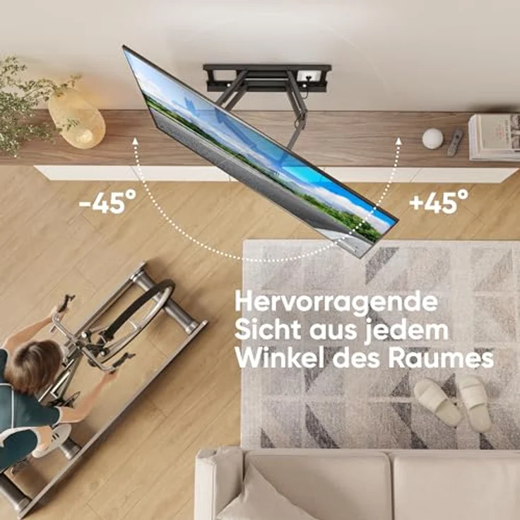 ONKRON M10-B TV Wandhalterung schwenkbar für 42-120 Zoll TV bis zu 100 kg, Ultra Slim ausziehbar & neigbar, max VESA 1000x600, Schwarz – Bild 5